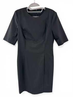 Vintage Y2K Stile Benetton Classic Black Sheath Dress - Short Sleeve - Size M